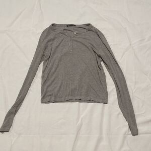 Brandy Melville Heather Gray Long Sleeve Henley